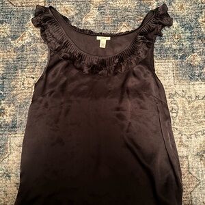 100% SILK Elegant Black Ruffled Women's Top